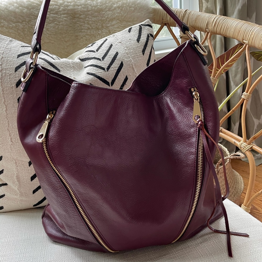 Rebecca Minkoff leather burgundy hobo handbag
